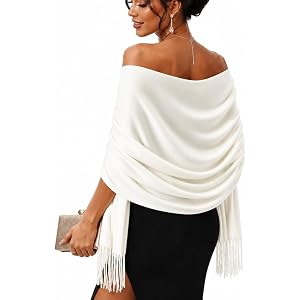 Umjetnost Women's Pashmina Shawls and Wraps for Evening Dress Wedding Bridal Soft Winter Warm Scarf Solid Color