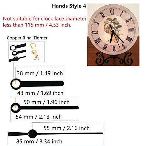 Youngtown 2 Sweep Silent Clock Movements with 4 Pack Different Size