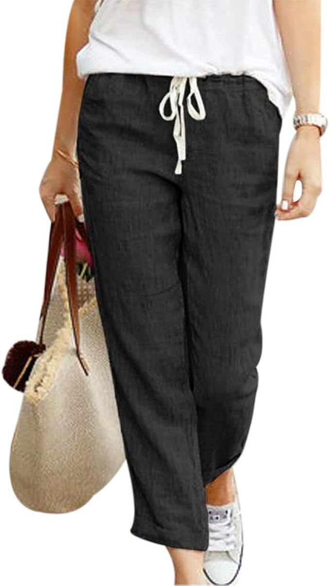 Targogo Femme Lin Pantalon 7/8 Pantalons Mode Et D'Été ...