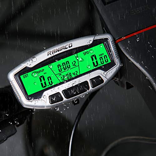 Raniaco Bike Computer, LCD Backlight Automatic Wake-up Multifunctions Cycle Computer Wired Waterproof Bicycle Odometer Speedometer - Thumbnail 6