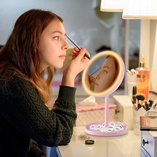 LED Makeup Mirror, Sailstar 4000K Makeup Mirror with Lights, Touch Screen Dimming, 1X/10X Magnification, 180 Degree Rotation, Support USB Charging, Detachable Portable Mirror - Thumbnail 6