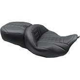 Mustang MUSTANG 0801-1374 79006AB One-Piece Deluxe Touring Seat - Black W/American Beauty Red Stitching
