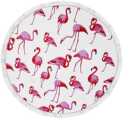 RdChicLog Large Round Beach Towel Soft Beach Throw Round Shawl Blanket Boho Gypsy Tablecloth Yoga Picnic Rugs 59inches (Flamingo)