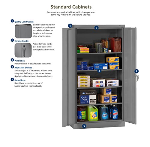 Tennsco 4218 Standard Welded Counter High Storage Cabinet, 36" Width x 42" Height x 18" Depth, Light Grey - Thumbnail 7