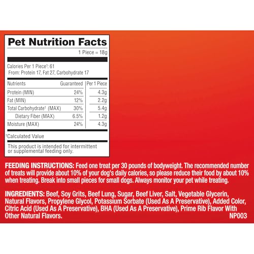 PUP-PERONI DOG TREATS, PRIME RIB FLAVOR, 38 OUNCE, MADE WITH REAL STEAK