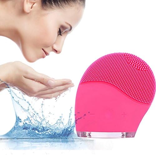 Sonic Facial Cleansing Brush Silicone, AYESY Vibrating Waterproof Deep Face Cleaner & Masager, 3-in-1, 15 Modes for Cleaning SPA Skin Care Tools (Pink)