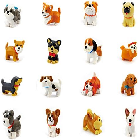 16 Mini Puppy Collectible Set of Adorable dog figurines Best for Kids Fun and Games by HoveYan