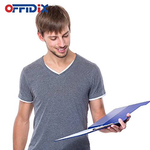 OFFIDIX PU Leather Paper Clipboard, A4 Document Holder for Writing Drawing Board Leather Clip Organizer Black Color Paper Clipboard for Field Staffs Fathers' DayGift (Blue)