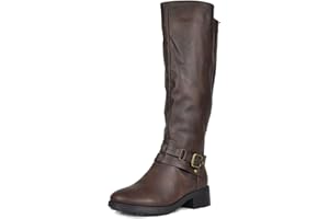 DREAM PAIRS Women's Knee High Boots, Buckle Riding Boots