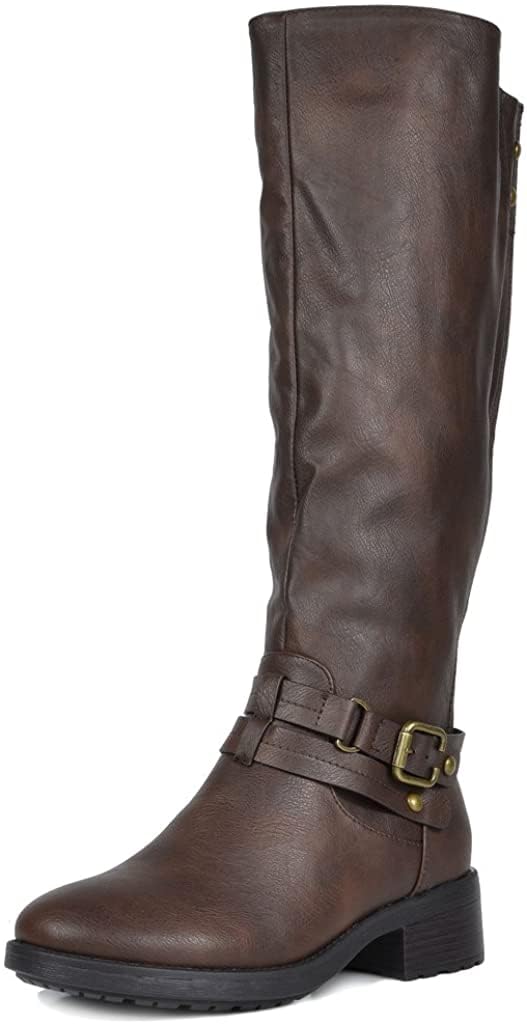 Photo 1 of DREAM PAIRS Women's Knee High Boots, Buckle Riding Boots,Size 7,Brown,UNCLE