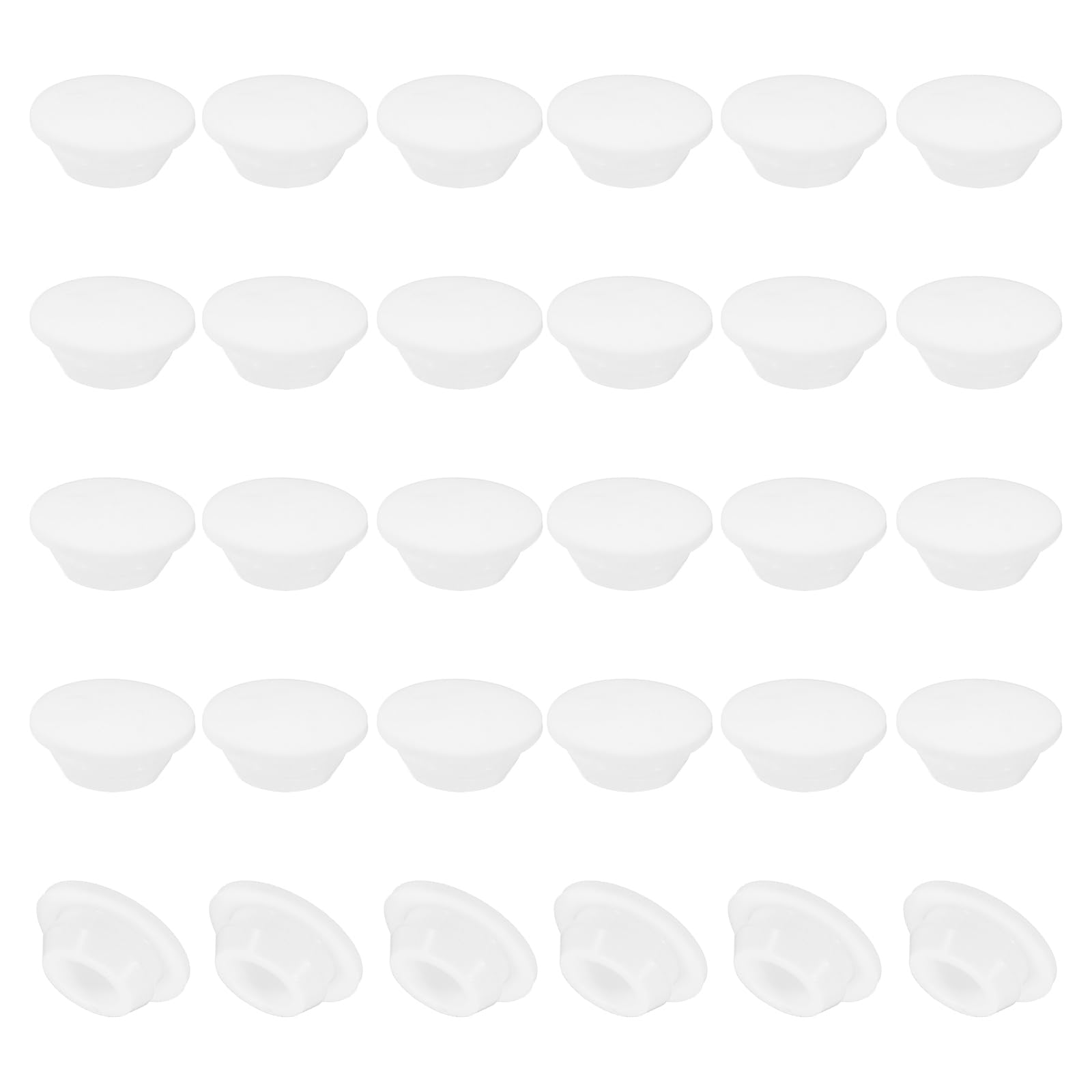 PATIKIL 10mm Diameter Silicone Round Snap, 30 Pcs in Type Locking Furniture Hole Plug Button Protective Cover Cap Head Fit for 2.5-10mm Hole for Seal Bulkhead Cylinder Hole, White