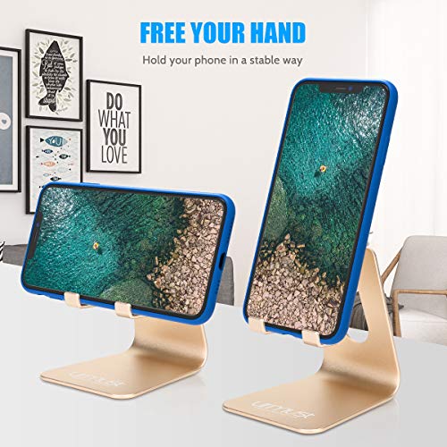 soporte ajustable para teléfono celular, soporte para teléfono urmust: base de aluminio, base, soporte compatible con iphone xs xr 8 x 7 6 6s plus se 5 5s 5c carga, escritorio de accesorios, teléfono inteligente android