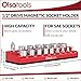 Olsa Tools Magnetic Socket Organizer | 1/2-inch Drive | SAE | RED | Holds 16 Sockets | Professional Quality Tools Organizer