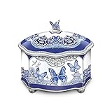 Blue Willow-Inspired Flights Of Love Heirloom Porcelain Butterfly Music Box by The Bradford Exchange