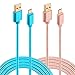 HI-CABLE Micro USB Charging Cable 10Ft 2-Pack Durable Braided Long Cord USB-A To Micro-B Male Fast Charger for Samsung Galaxy S7 S6 Edge,LG G4 G3,HTC One M9 M8 M7,Moto G5 Plus,Android (Blue/Rose Gold)