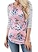 Dearlovers Women Striped Print 3 4 Sleeve Fitted Floral Tops Blouse X-Large Size Pink