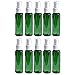 Travel Spray Bottles 2oz. Green PET Plastic Sets with White Fine Misting Sprayers For Essential Oils, Aromatherapy, Perfumes, Bug Repellant, Liquids (10)