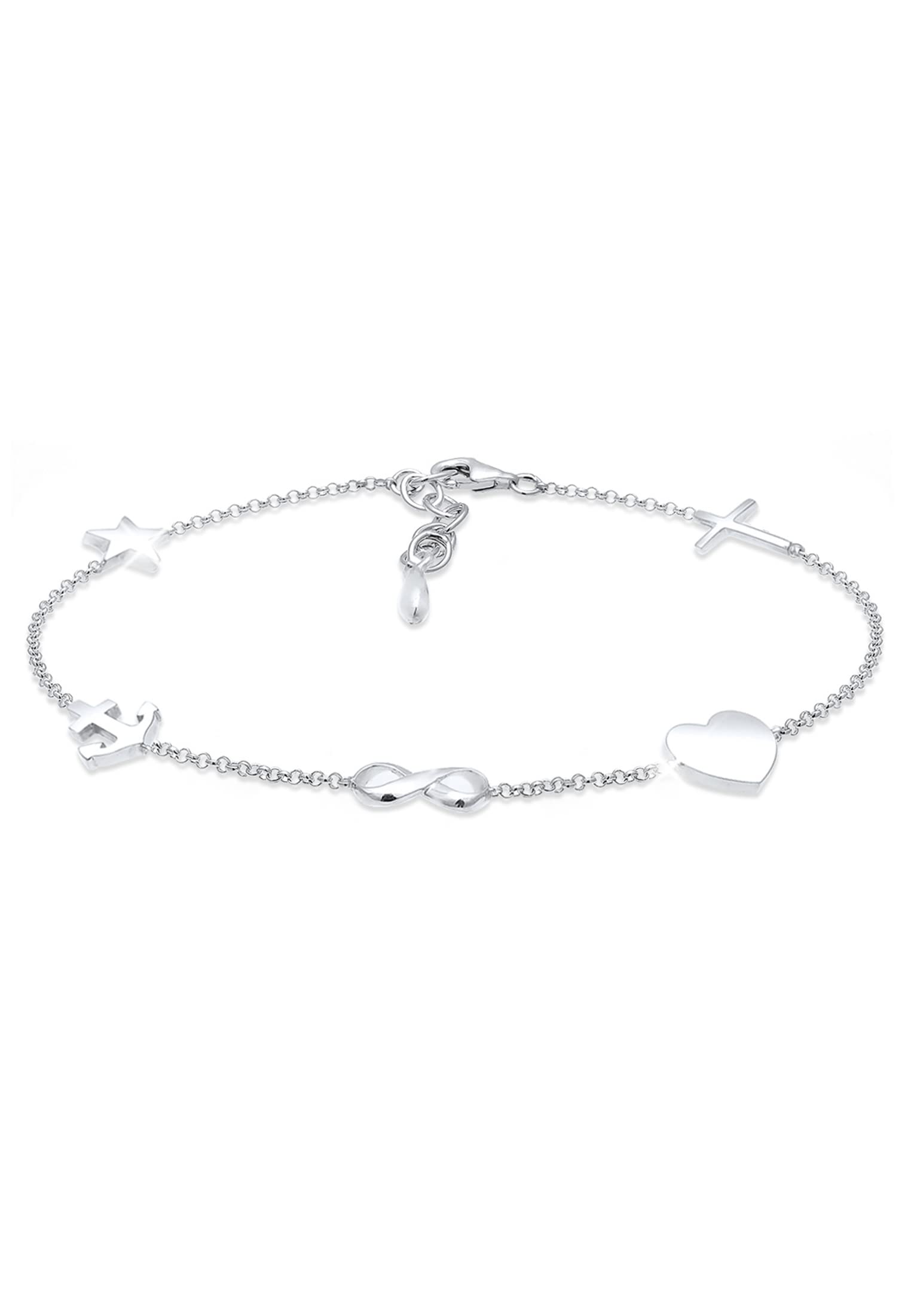 Elli Women Cross Heart Infinity Anchor Star 925 Silver Bracelet - 16cm length — image 1