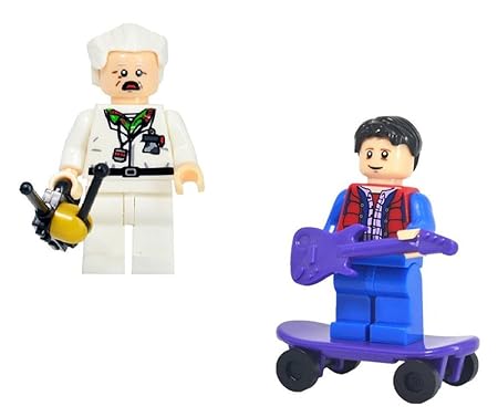 Modbrix 2 Stück Minifiguren Zurück in die Zukunft, Doc Brown & Marty McFly