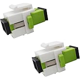 JOVXIAZ 2-Pack SC Singlemode Fiber Optic Keystone Coupler &ndash; Angled Green Snap-in Adapter for Wall Plates and Patch Panels, Low Insertion Loss, with Dust Caps