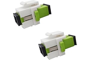 JOVXIAZ 2-Pack SC Singlemode Fiber Optic Keystone Coupler – Angled Green Snap-in Adapter for Wall Plates and Patch Panels, Low Insertion Loss, with Dust Caps