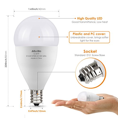 image for Albrillo E12 LED Light Bulbs, 60 Watt Candelabra Bulbs Equivalent, War