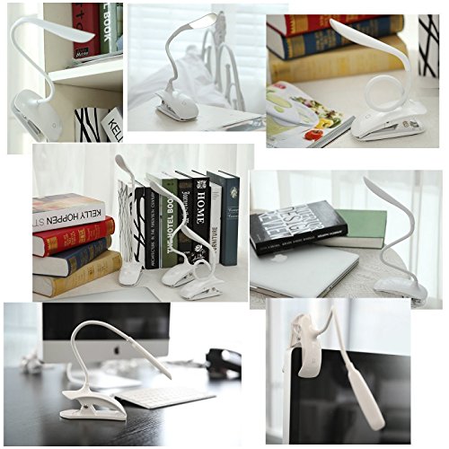 WONFAST 14 Led Cordless Clip on Desk Lamp Gooseneck Tube Touch Sensitive LED USB Rechargeable-3 Level Adjustable Brightness Lights for Indoor & Outdoor Table Reading (Yellow)