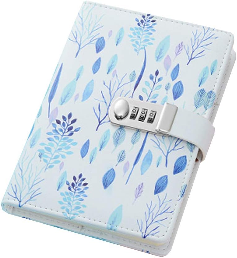 Yakri A5 PU Leather Wirebound Notebooks with Lock Diary Book,Travel Sketchbook Daily Planner Agenda Notepad,TPN112 (Grass and Trees)