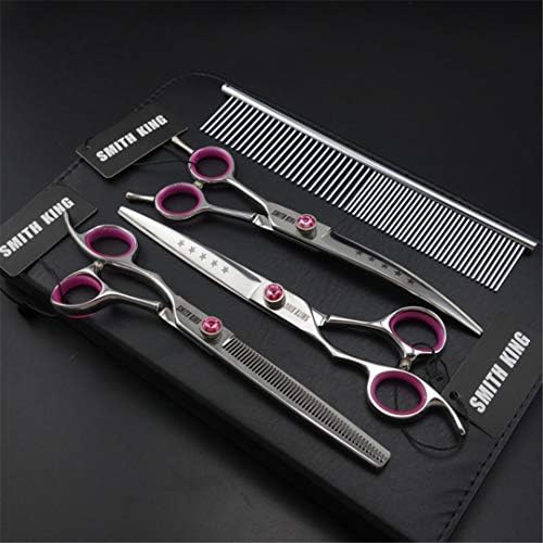 CHONGDEWSD 7 Inch Left-Handed Professional Pet Grooming Scissors Cutting Scissor&Curved Scissor&Thinning Shears SUS440C K242