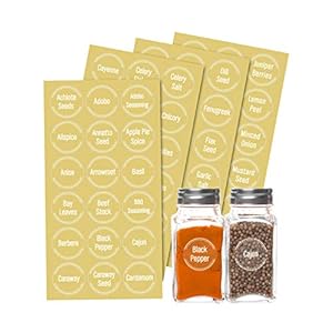Jodsen Spice Bottle Label, 144 stuks Kruiden en Kruiden Jar Etiketten Stickers Gedrukt Pantry Container Etiketten Ronde…