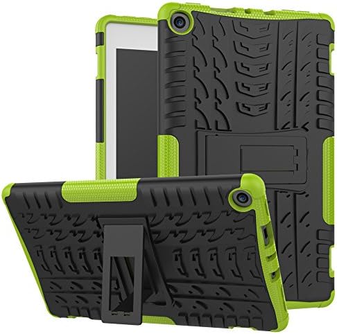 All-New Fire HD 8 2017 Case, NOKEA Hybrid Heavy Duty Armor Protection Cover [Anti Slip] [Built-In Kickstand] Skin Case For New Fire HD 8 2017 Kids Tablet (7th Generation 2017 Release) (Green)