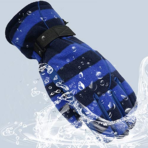 CapsA Men Winter Warm Snow Sports Water-Splashing Anti-Skid Outdoor Gloves for Skiing Skating Snowboarding Shoveling Bicycle Bike Sport Gloves (Blue, L)