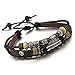 INBLUE Men,Women's Alloy Genuine Leather Bracelet Bangle Rope Brown Silver Tone Angel Wing Feather Adjustable