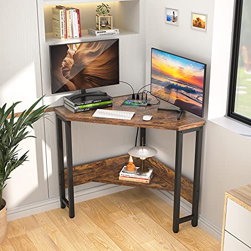 armocity Corner Desk Small Desk with Outlets Corner Table for Small