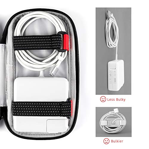 Comfyable Mini Cord Organizer Bag, Power Cord Holder Bag, Travel Cable Storing Case for Wires Electronic Accessories, Electrical Cord Storage, Cable Wire Pouch - Dark Gray - Thumbnail 4