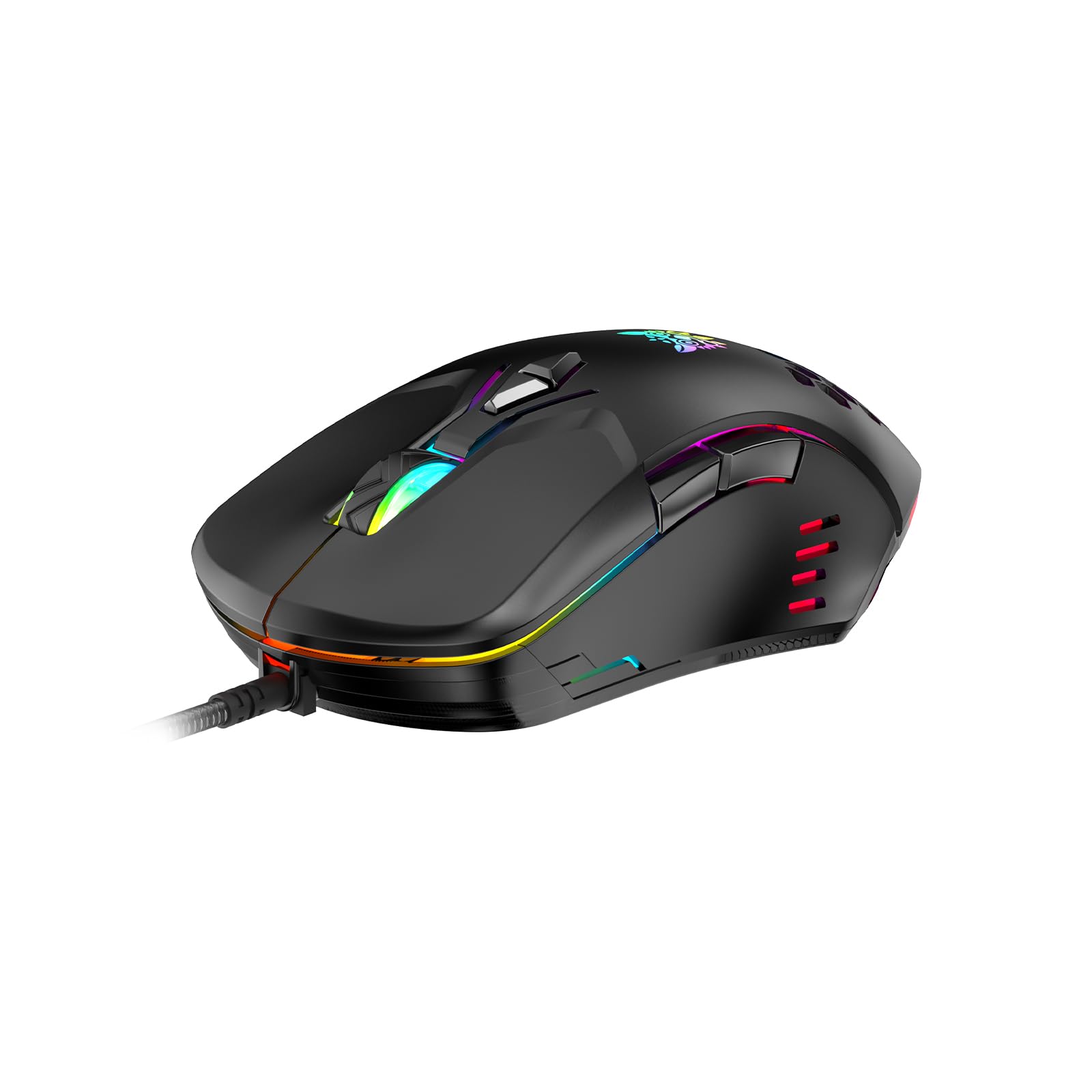 Wired PC Gaming Mouse: High Precision Sensor,RGB Backlit, Adjustable DPI, 7 Buttons Programmable,Ergonomic mice for Office & Gaming on Windows/Mac/Linux/Chrome-Black
