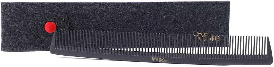 Barber Comb,Hair Cutting Comb Hair Comb Carbon Fiber 100% Anti Static 230℃ Heat Resistant Double Head Round Teeth Bristle Salon Styling Comb for Hair Partition/Remove knots/Hair Cutting/Dying/Styling