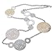 Long Way Vintage Long Statement Necklace Real Gold Silver Plated Round Flower Women Necklaces & Pendants Fashion Jewelry, 