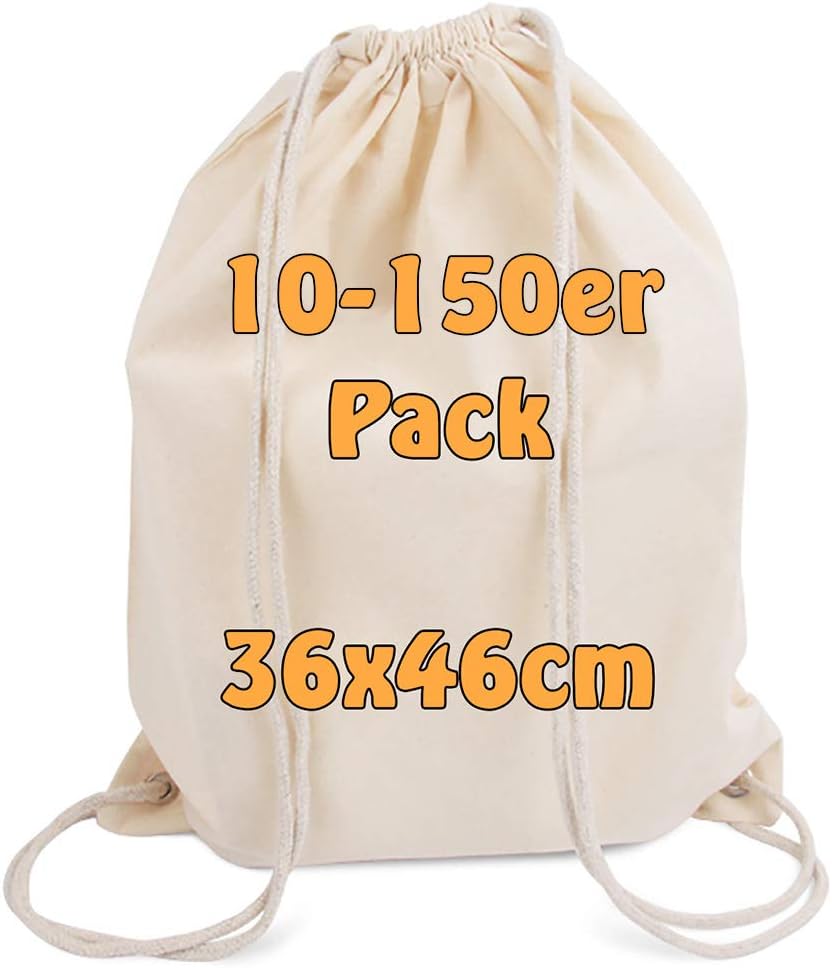 Modern Cotton Bag Cloth Bag with Draw String Gym Bag Natural 36X46 Cm 50 Bags