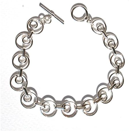 Sterling Silver Circle Chain Toggle Bracelet