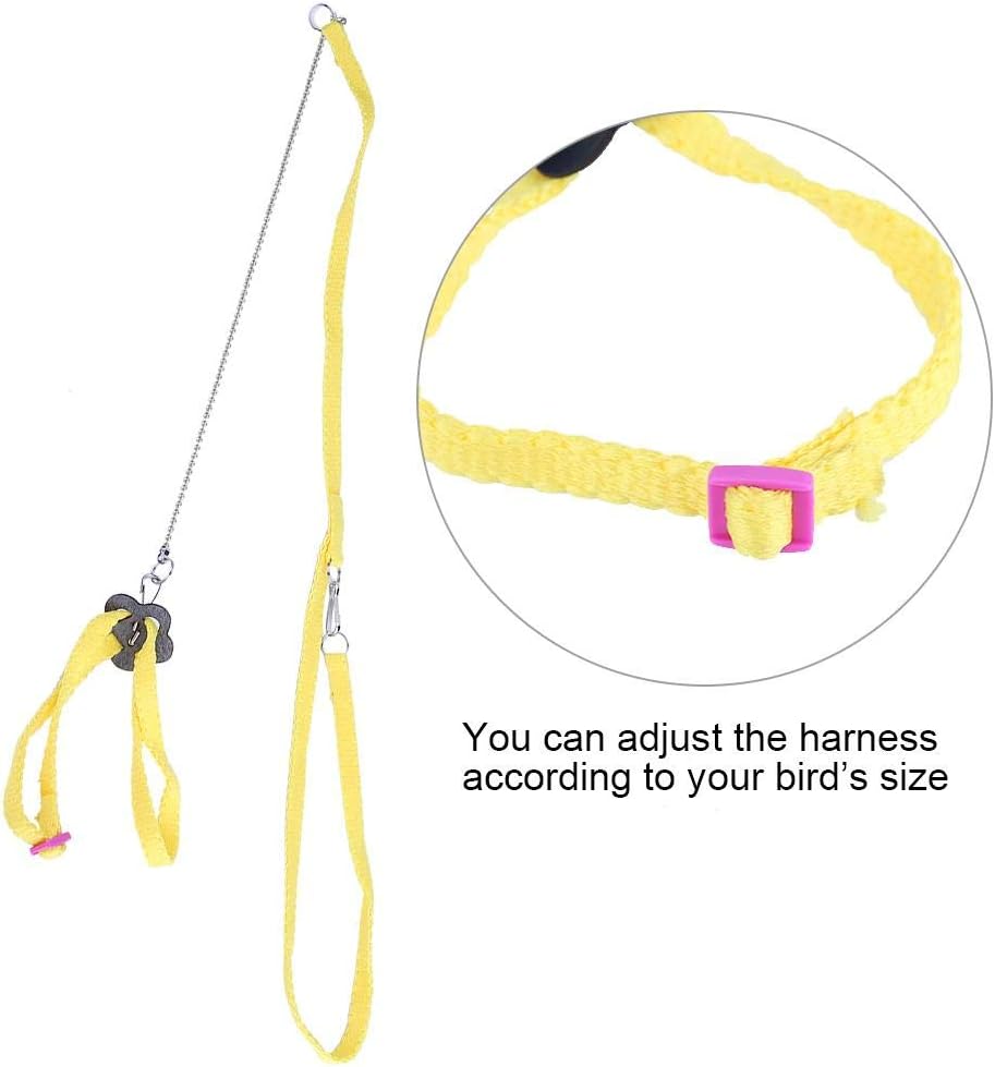 Adjustable Bird Harness Leash Soft Parrot Intelligence Training Rings Toy for Budgie Parakeet Lovebird Finch Macaw African Grey Cockatoo Playing Training(Yellow) - Image 4