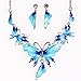 QIYUN.Z Enamel Butterfly Pendant Bib Fringe Y Neck Lariat Necklace Stud Earrings Set