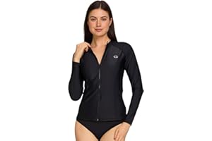 Champion Zip Up Rash Guard for Women – Long Sleeve Swim Shirt, Surf Rashguard Water Shirt Swim Top UPF 50+ UV Protection