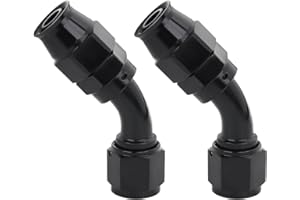 LokoCar 6AN PTFE Hose End Fitting 45 Degree For PTFE Hose Only Black 2Pcs