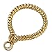 Aiyidi Strong 18K Gold Plated Dog Chain Collar Stainless Steel Width 10mm,12mm,15mm,18mm Cuban Link Choke Collar for Dog's Training,Daily Use (12mm,14inch)