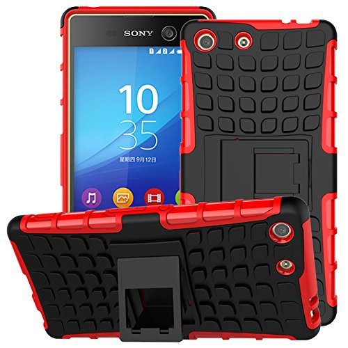Capa AntiChoque para Xperia M5, SKUDO Armadura 2x1 [Duas Camadas][TPU + PC][Kickstand], Sony Xperia M5 (E5643 E5653) - Vermelha