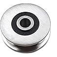 Chiloskit Stainless Steel Deep Groove Ball Bearings Pulley Metal Pulley Wheel Bearings Wheel Wire Rope Pulley for Lifting Guide, 8mm/0.3" Inner Dia Capacity 400kg/800 lbs (50mm/2inch)