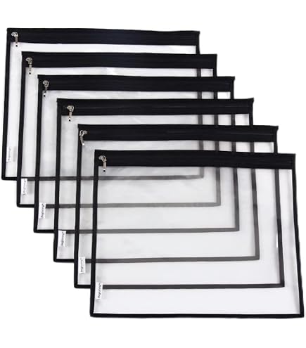 12 Pack Clear PVC Document Pouches - A4 Size (9.8x13"), Water-Resistant, Zipper Closure, 4 Colors - View #4