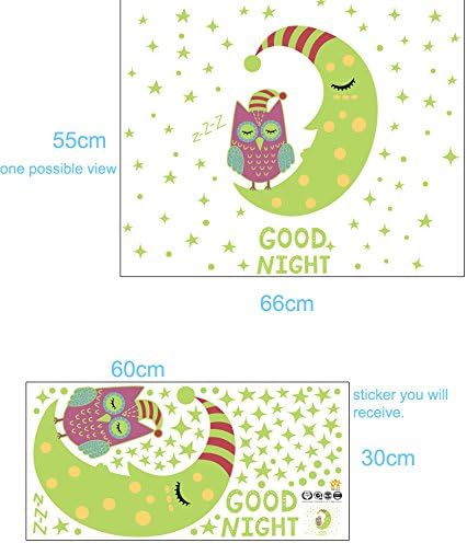 Glow in The Dark Owl Moon Stars Good Night Wall Sticker Decal for Children's Room Nursery Room Bedroom Decoration - Image 4
