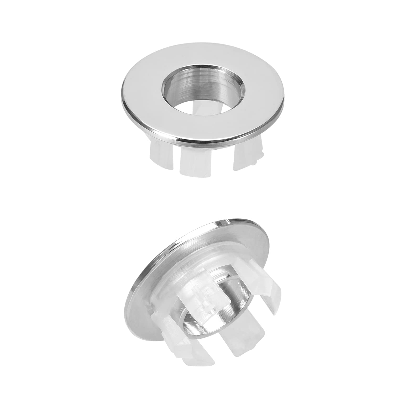 DTGN 30x13.5mm(DxT) Sink Overflow Cover - 2Pack - Good for Bathroom Kitchen Sink - Copper Basin Trim Insert in Hole Round Caps - Silver Tone